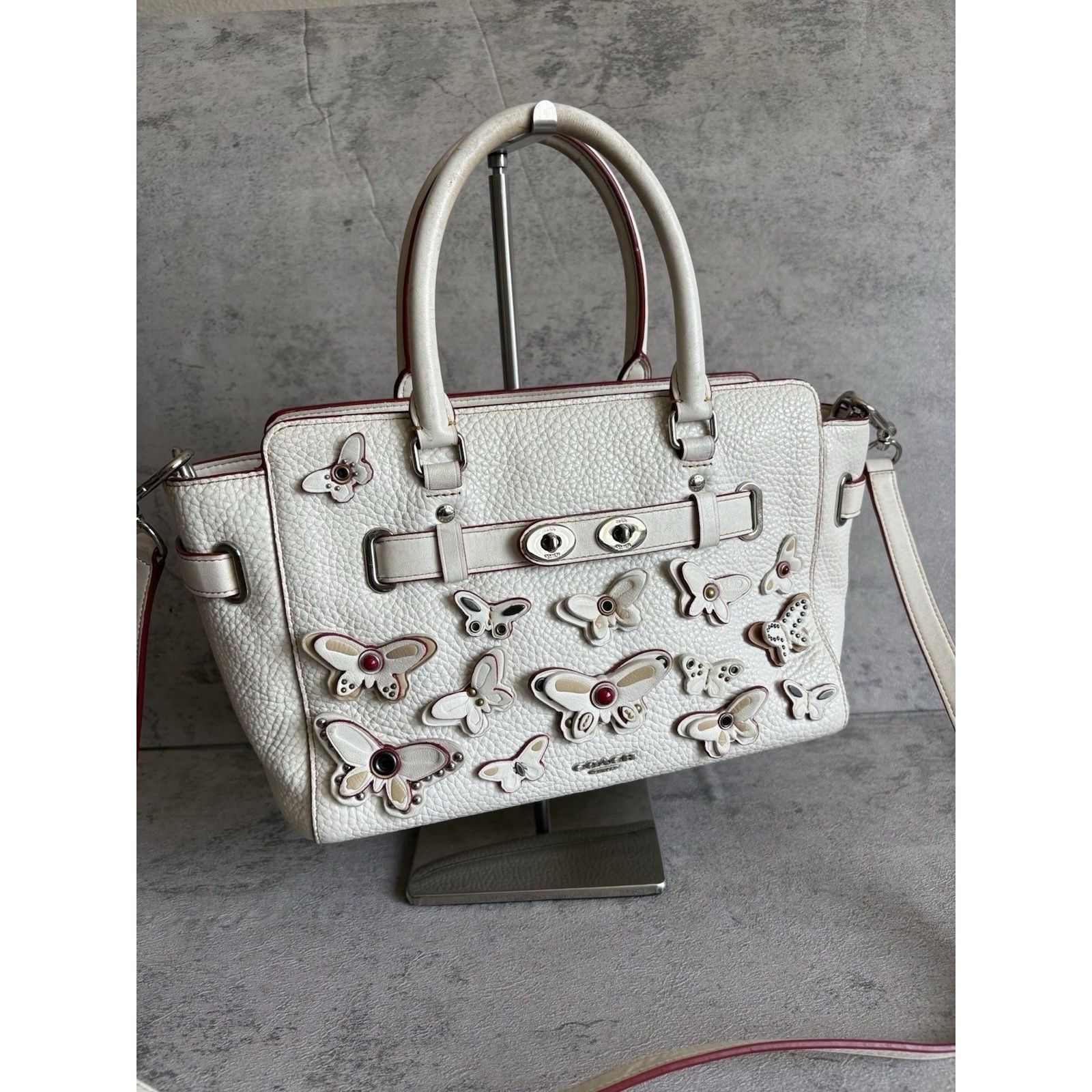 Coach Carryall 25 Butterfly Appliqu Blake Handbag Leather Satchel Crossbody Bag